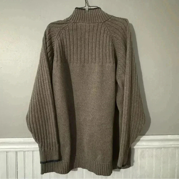 Columbia Men’s Sweater Size XL Brown Taupe Cable Knit Mock Turtleneck 1/4 Zip - Picture 3 of 9